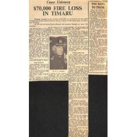 Cause unknown: $70,000 Fire Loss in Timaru / Too Many To Thank