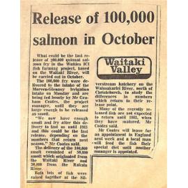 Release of 100,000 salmon in October