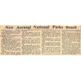 New Aorangi National Parks Board