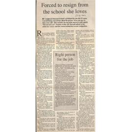 Forced to resign from the school she loves