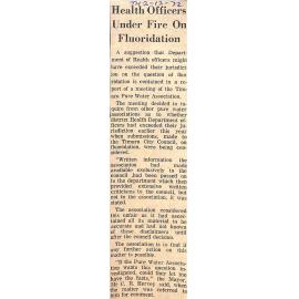 Health Officers Under Fire On Fluoridation