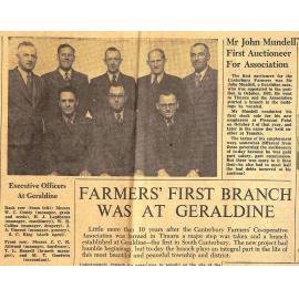 Executive Officers at Geraldine / Mr John Mundell First Auctioneer for Association