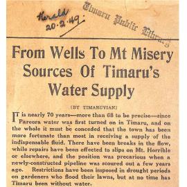 From Wells To Mt Misery Sources Of Timaru's Water Supply