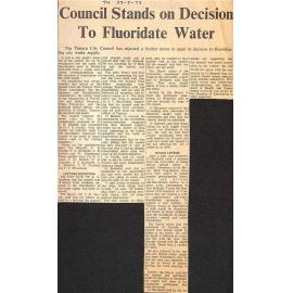 Council Stands on Decision To Fluoridate Water