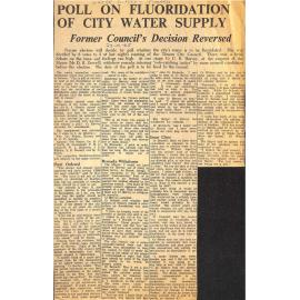 Poll on Fluoridation of City Water Supply: Former Council's Decision Reversed
