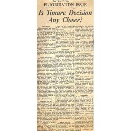 Fluoridation Issue: Is Timaru Decision Any Closer?