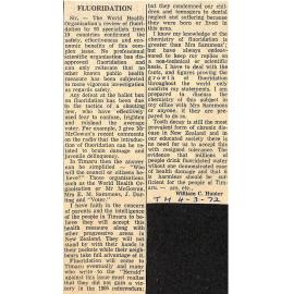 Letter to the editor: Fluoridation