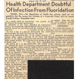 Health Department Doubtful Of Infection From Fluoridation