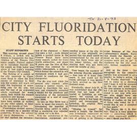 City Fluoridation Starts Today