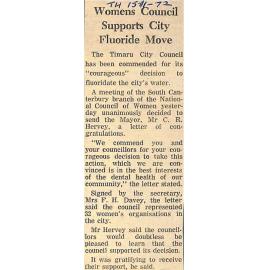 Women's Council Supports City Fluoride Move
