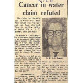 Cancer in water claim refuted