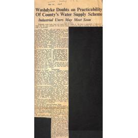 Washdyke Doubts on Practicability Of County's Water Supply Scheme: Industrial Users May Meet Soon