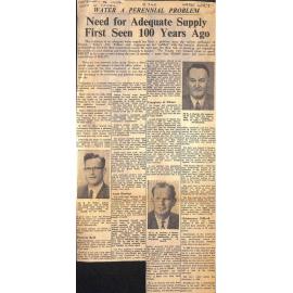 Water a Perennial Problem: Need for Adequate Supply First Seen 100 Years Ago