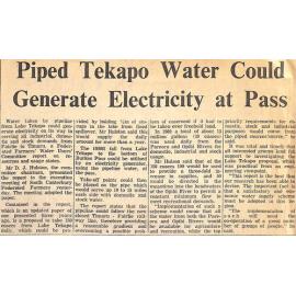 Piped Tekapo Water Could Generate Electricity at Park