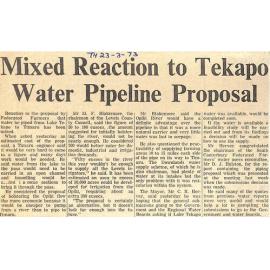 Mixed Reaction to Tekapo Water Pipeline Proposal