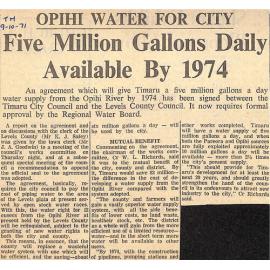 Opihi Water For City: Five Million Gallons Daily Available By 1974