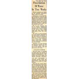 Fluoridation Of Water In Two Weeks