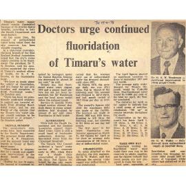 Doctors urge continued fluoridation of Timaru's water