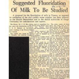 Suggested Fluoridation Of Milk To Be Studied