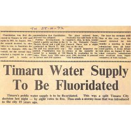 Timaru Water Supply To Be Fluoridated