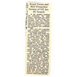 Royal Forest and Bird Protection Society of NZ Inc SC branch