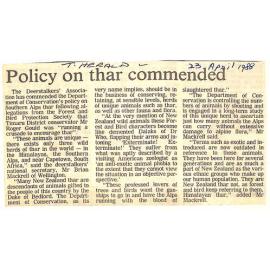 Policy on thar commended