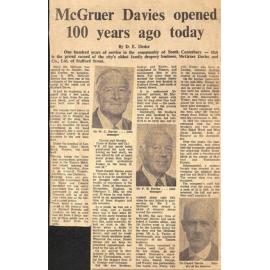 McGruer Davies opened 100 years ago today