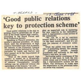  'Good public relations key to protection scheme'