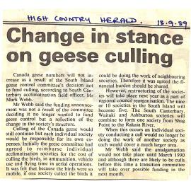 Change in stance on geese culling