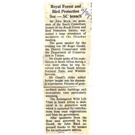 Royal Forest and Bird Protection Soc - SC Branch