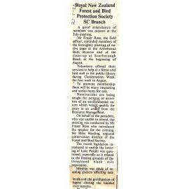 Royal New Zealand Forest and Bird Protection Society SC Branch