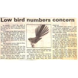 Low bird numbers a concern