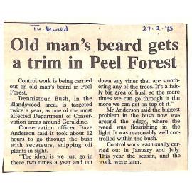 Old man's beard gets a trim in Peel Forest