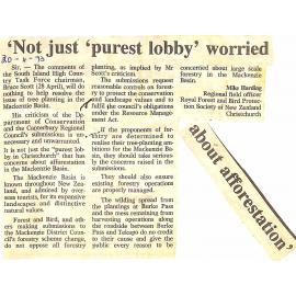 Letter to the editor: 'Not just 'purest lobby' worried about afforestation'