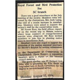 Royal Forest and Bird Protection Soc SC branch