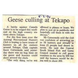 Geese culling at Tekapo