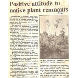 Positive attitude to native plant remnants