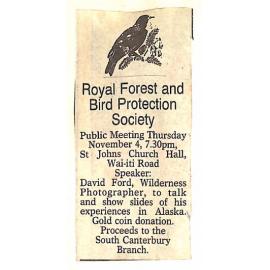 Meeting notice, SC Forest and Bird