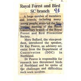 Royal NZ Forest and Bird SC branch