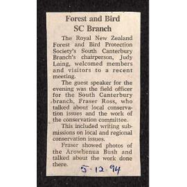 Forest and Bird SC Branch