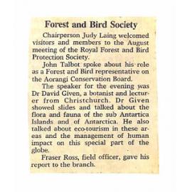 Forest and Bird Society