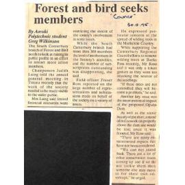 Forest and Bird seeks members