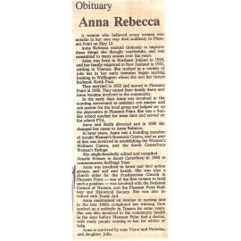 Obituary: Anna Rebecca