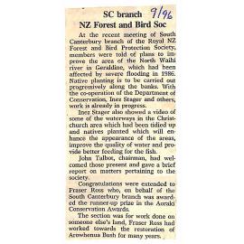 SC branch NZ Forest and Bird Soc