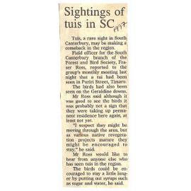 Sightings of tuis of SC