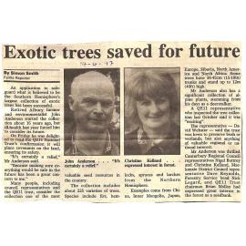 Exotic trees saved for future