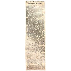 Royal Forest and Bird Society, SC Branch