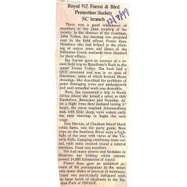 Royal NZ Forest & Bird Protection Society SC branch