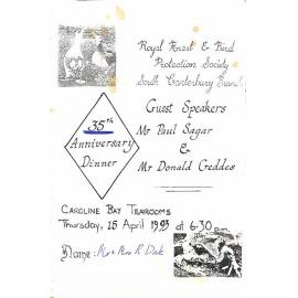 SC Forest & Bird 35th Anniversary Dinner programme