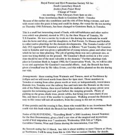 Royal Forest and Bird Protection Society, South Canterbury Branch (notice from Fraser Ross)